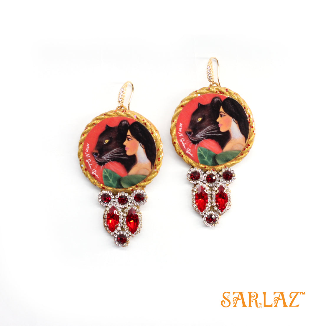 Sidra — Luxe design stone studded —  Panther Art Earrings