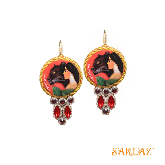 Sidra — Luxe design stone studded —  Panther Art Earrings