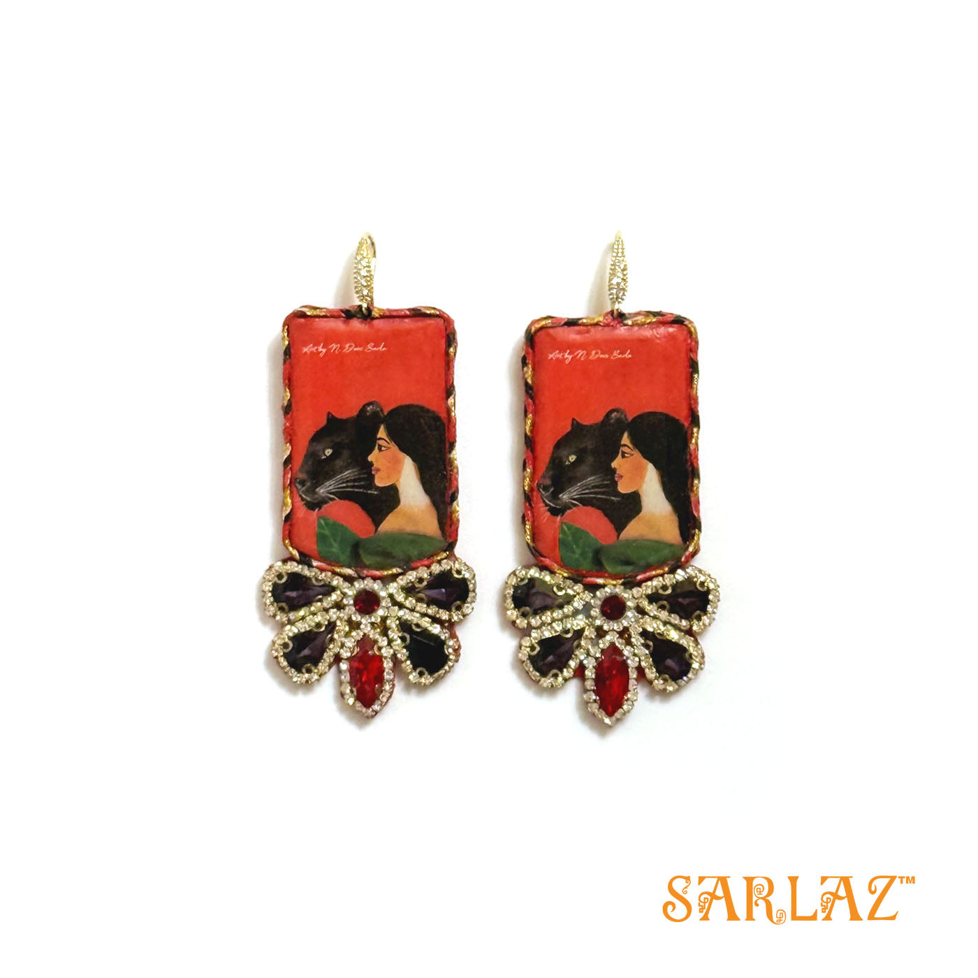 Sidra — Luxe design badge shape — Panther Art Earrings