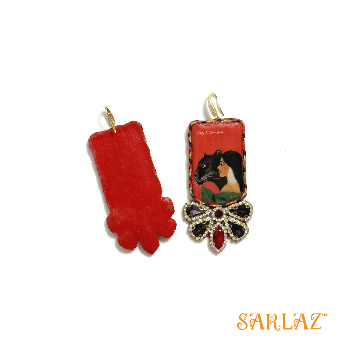 Sidra — Luxe design badge shape — Panther Art Earrings