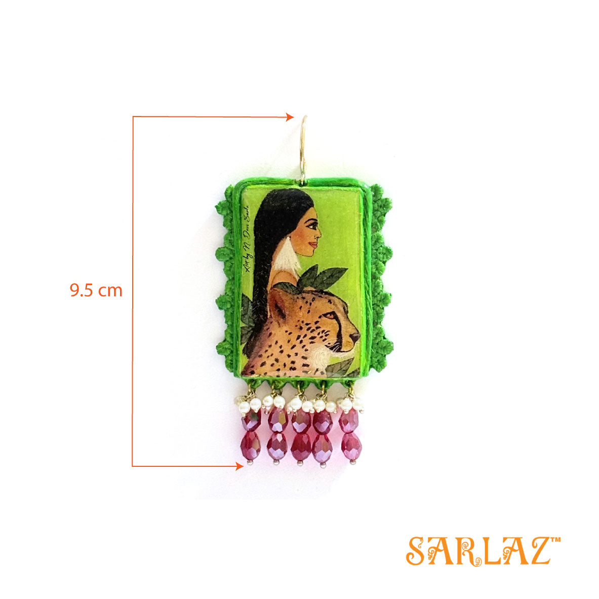 Soniya — Embellished Square Shape — Cheetah Art Earrings