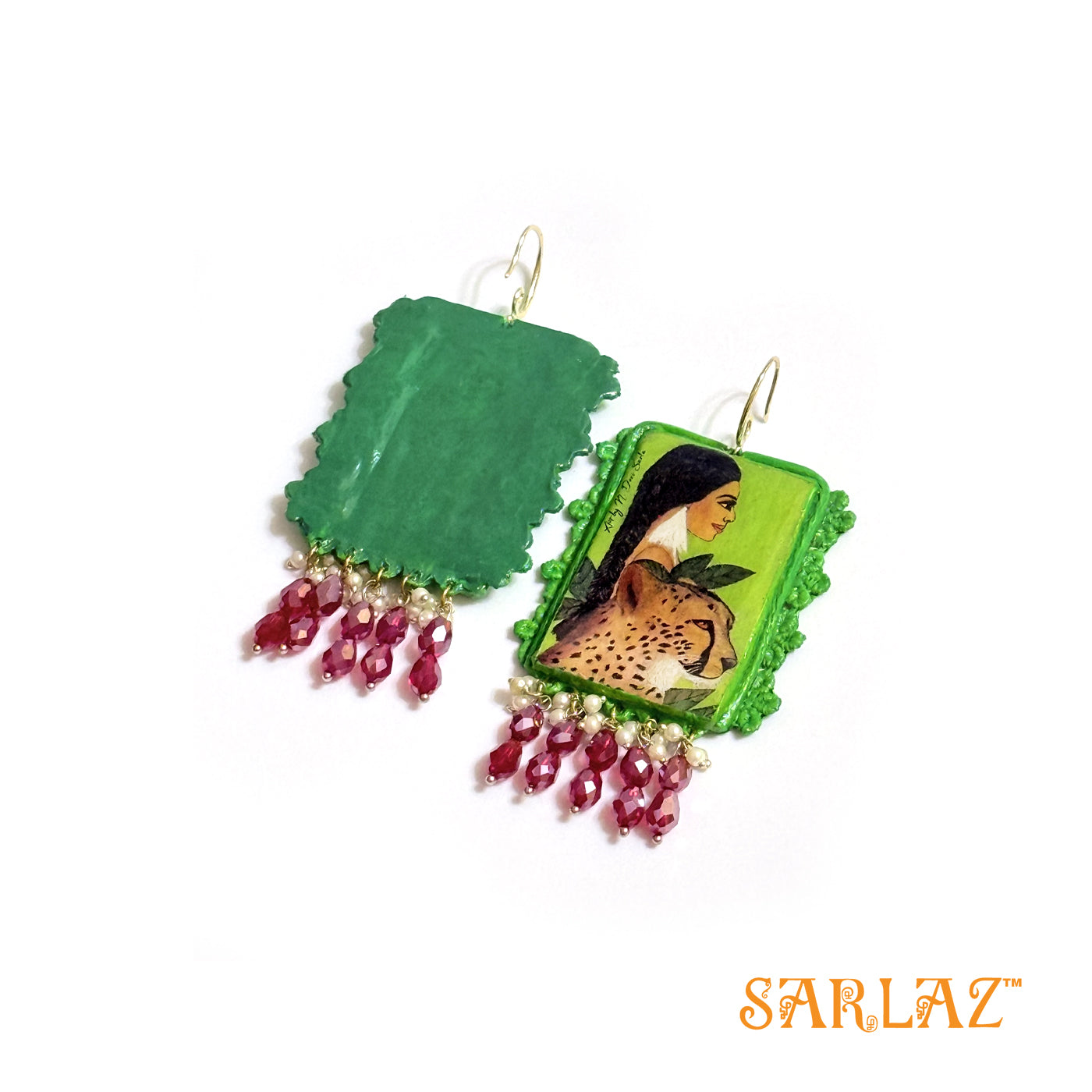 Soniya — Embellished Square Shape — Cheetah Art Earrings