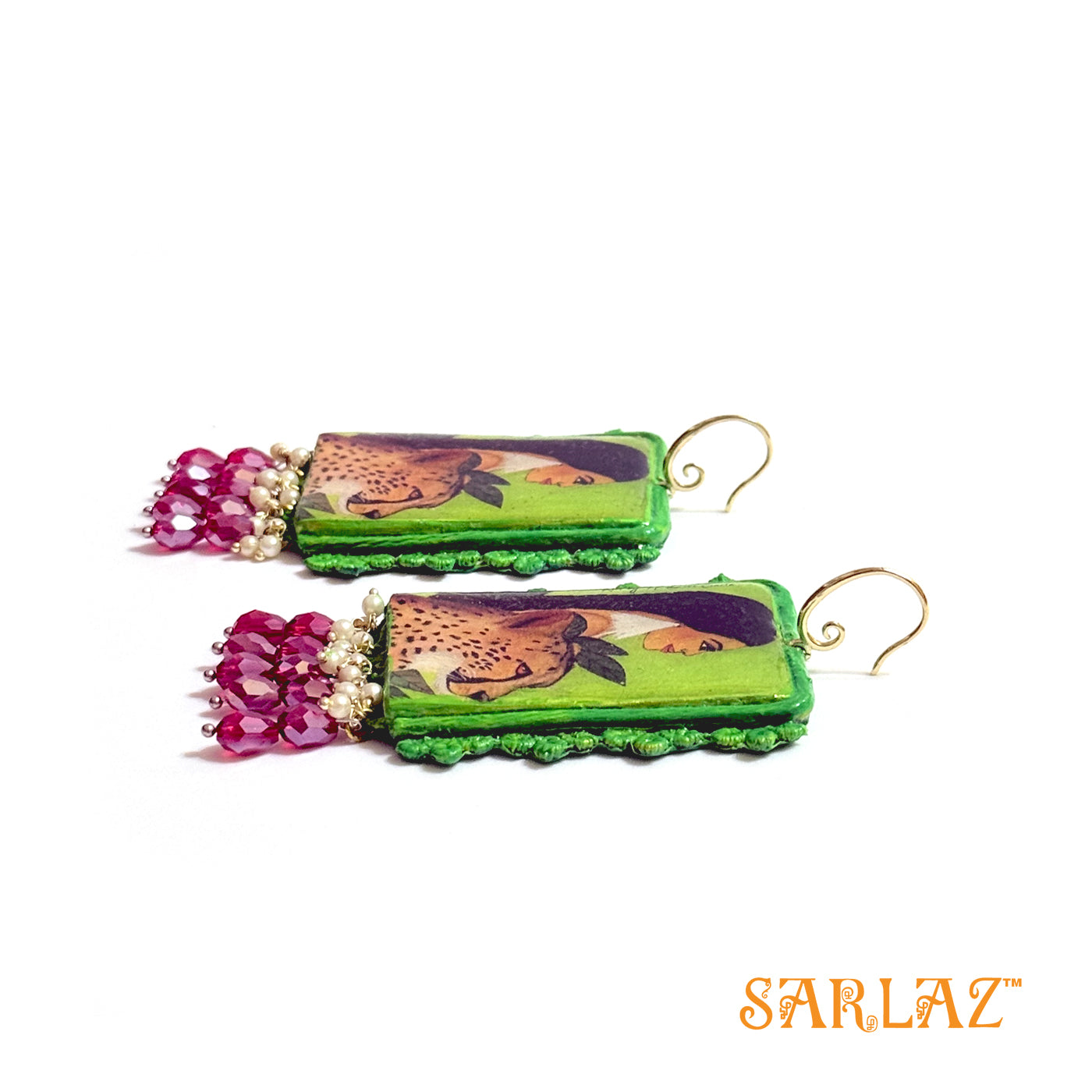 Soniya — Embellished Square Shape — Cheetah Art Earrings