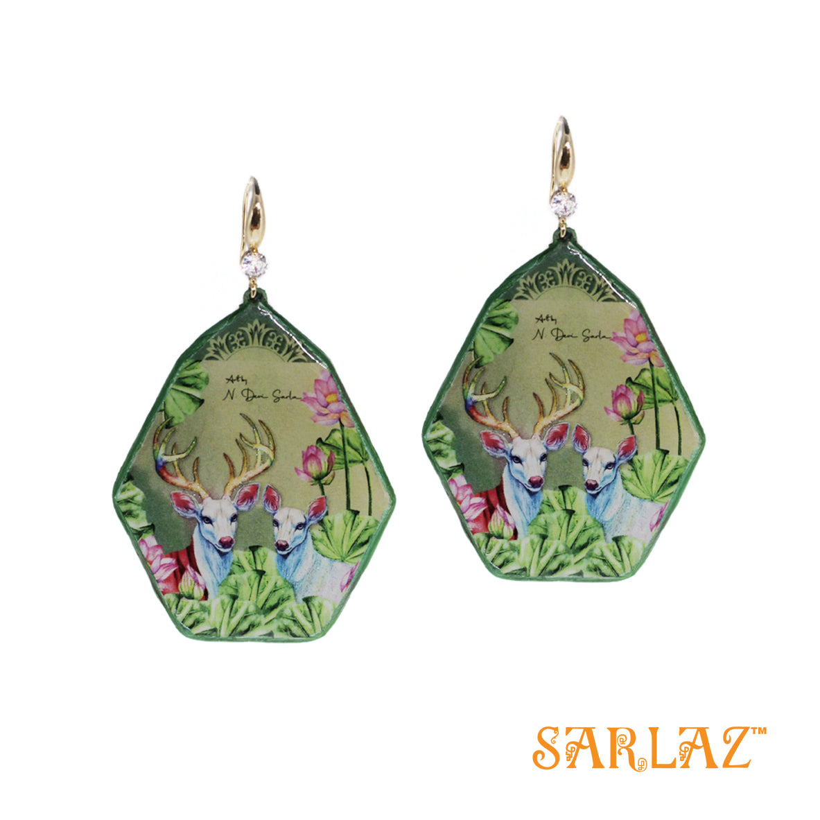 Harina Deer Hexagon shape earrings — Fearlessly Authentic art jewellery