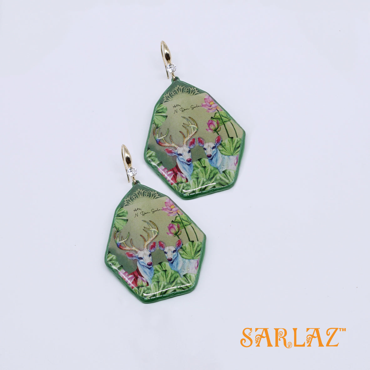 Harina Deer Hexagon shape earrings — Fearlessly Authentic art jewellery