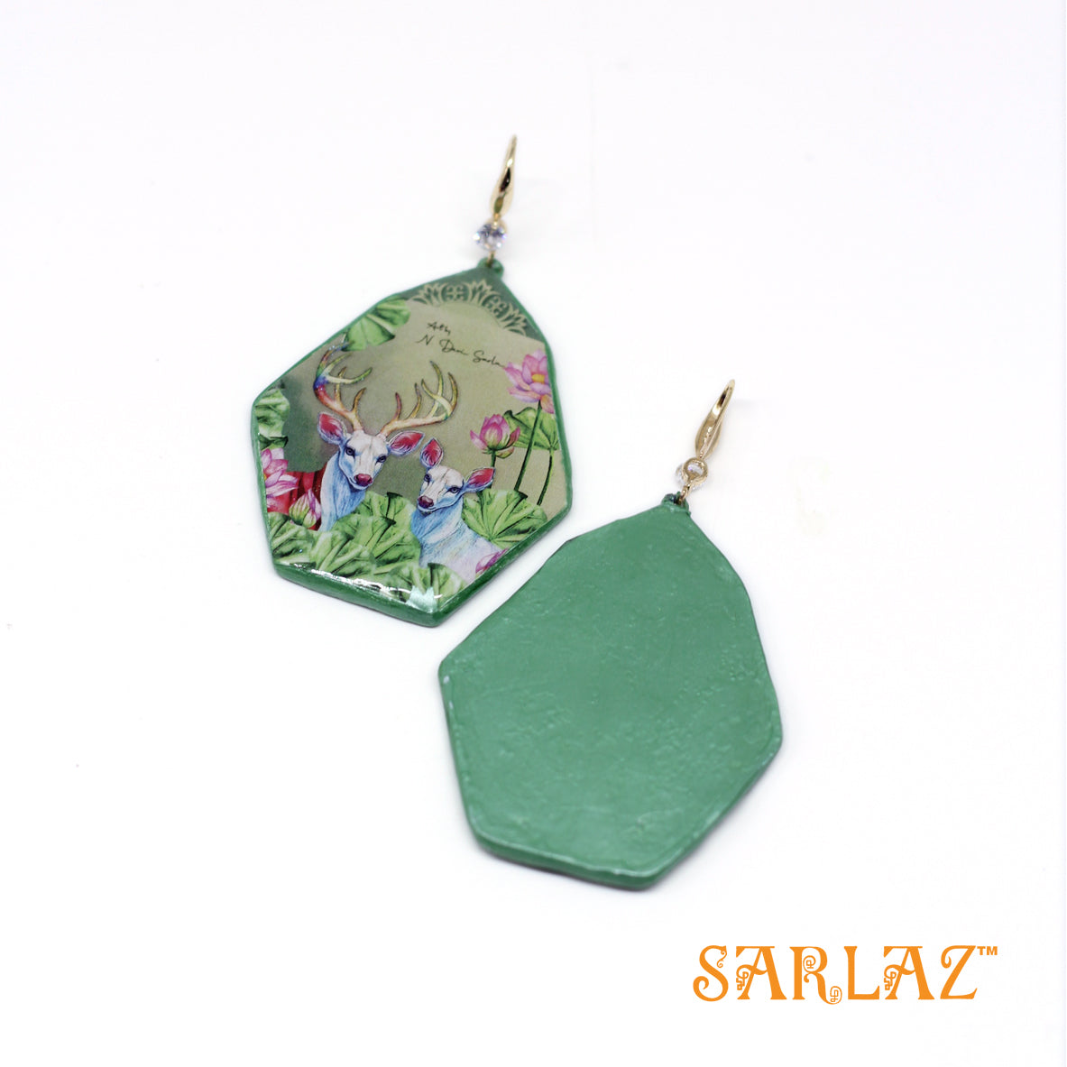 Harina Deer Hexagon shape earrings — Fearlessly Authentic art jewellery