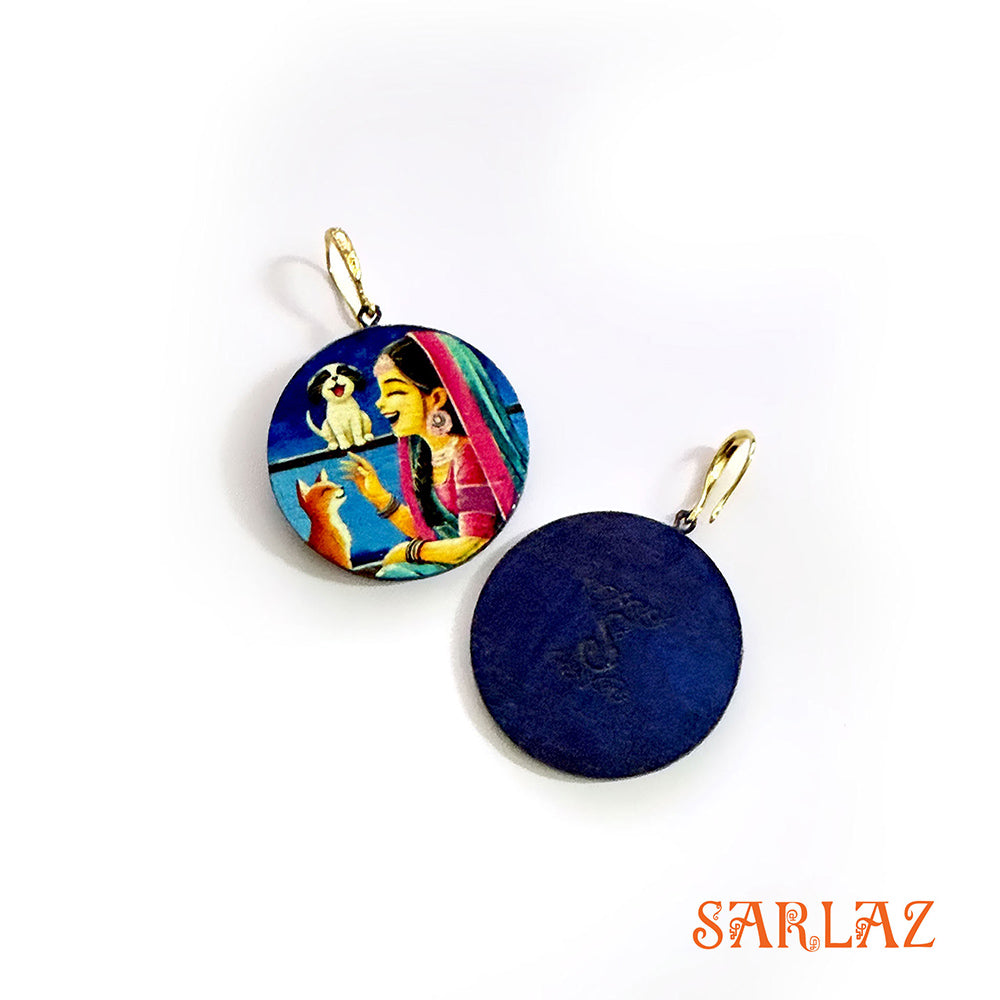 Window Whimsy — Puppy and Kitty Art — Wood Earrings