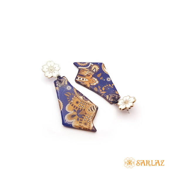 Blue Batik Inspired earrings — Pattern theme jewellery