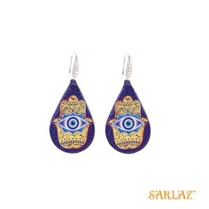 Blue base Hamsa - Eyes of Horus teardrop design — Pattern theme jewellery
