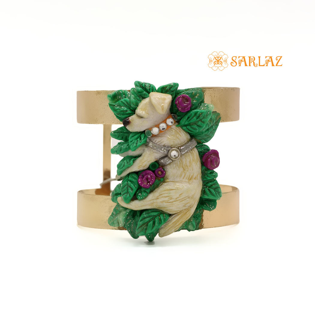 Garden Sleeping Baby Dog themed cuff — Nature Theme — Dog Statement cuff
