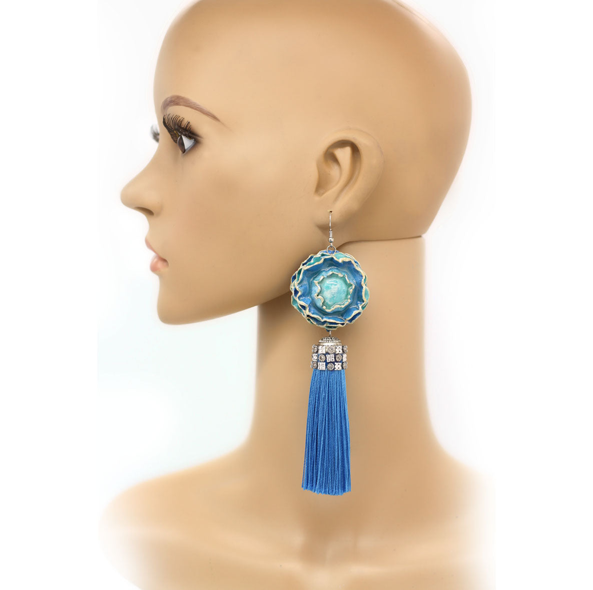 Flower, Tassel earrings, Big earrings, Bold and lightweight earrings