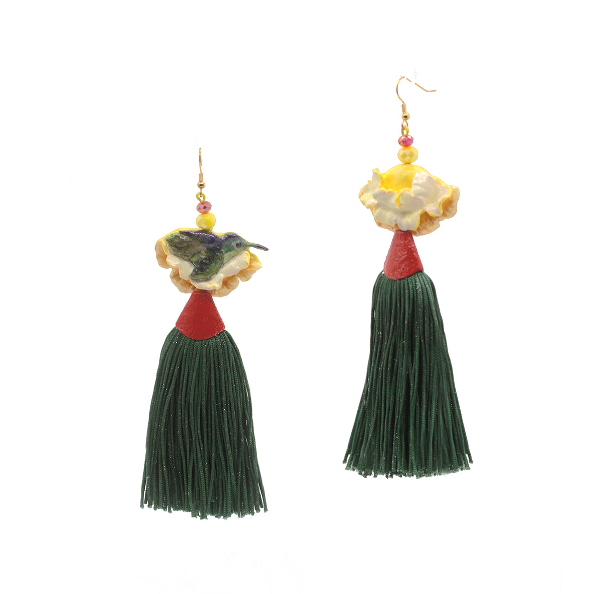 Amara Flower Statement Earrings — Shimmer Tassel — Bold earrings
