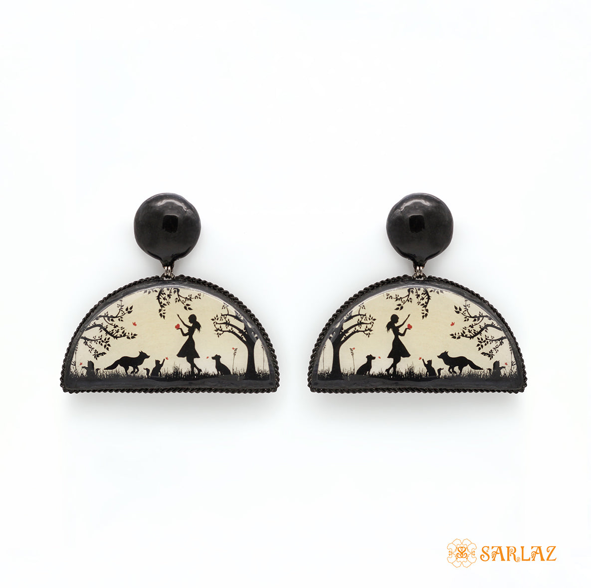 Unique pet themed earring design with art. Art title, Love calling