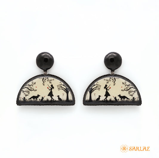 Unique pet themed earring design with art. Art title, Love calling
