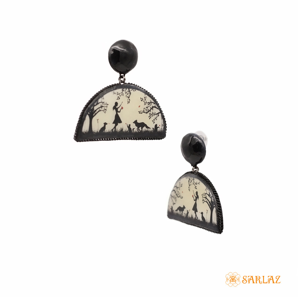 Unique pet themed earring design with art. Art title, Love calling