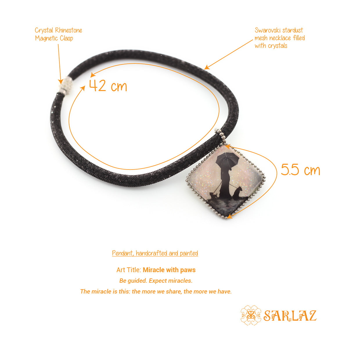 Miracle with paws — Dog Art Pendant  — Dog Themed Necklace