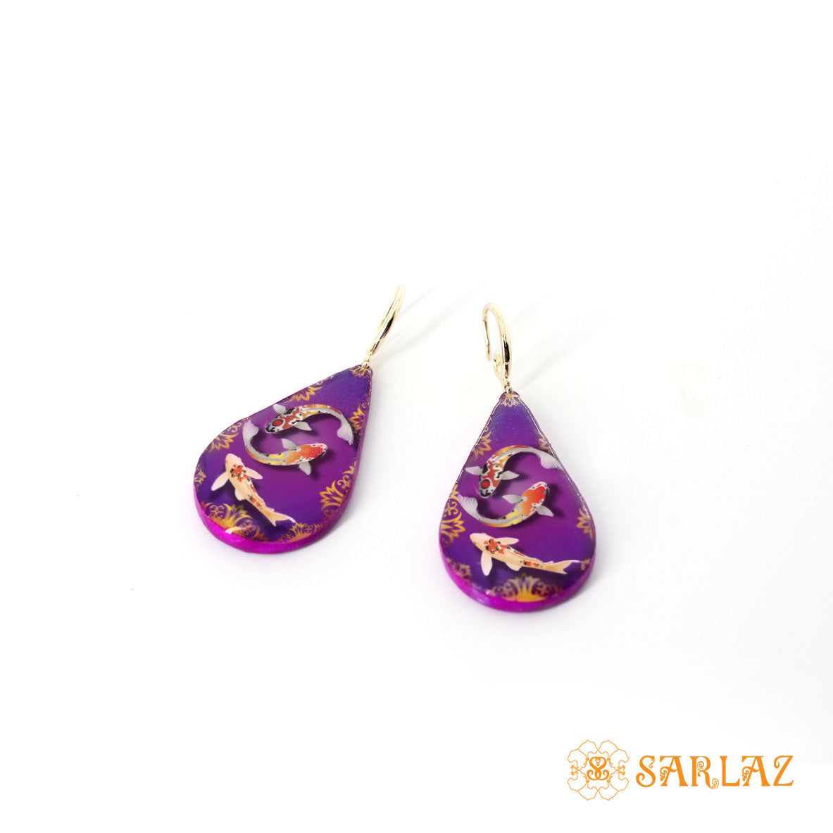Vivacious Purple Koi Fish Earrings — Animal Theme Statement earrings