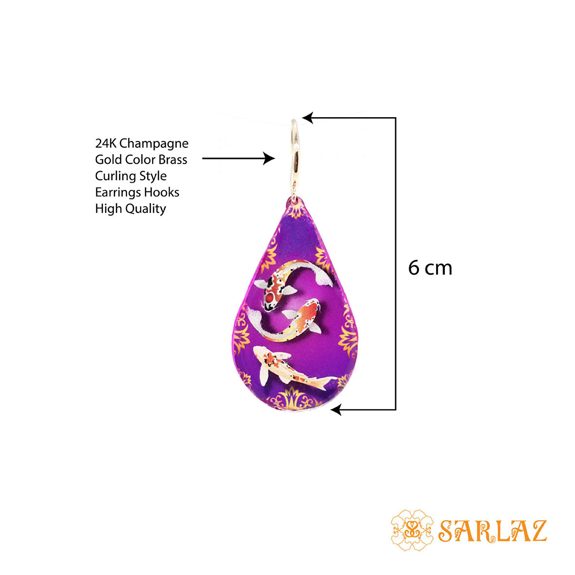Vivacious Purple Koi Fish Earrings — Animal Theme Statement earrings
