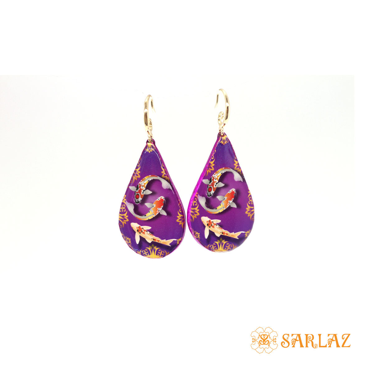 Vivacious Purple Koi Fish Earrings — Animal Theme Statement earrings