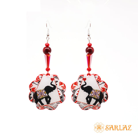 Elephant love - drop earrings — Animal Theme Statement earrings — Heart to heart