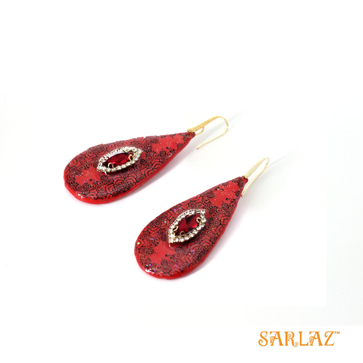 Jia Yi Red and Black elegant teardrop earrings — Pattern theme jewellery