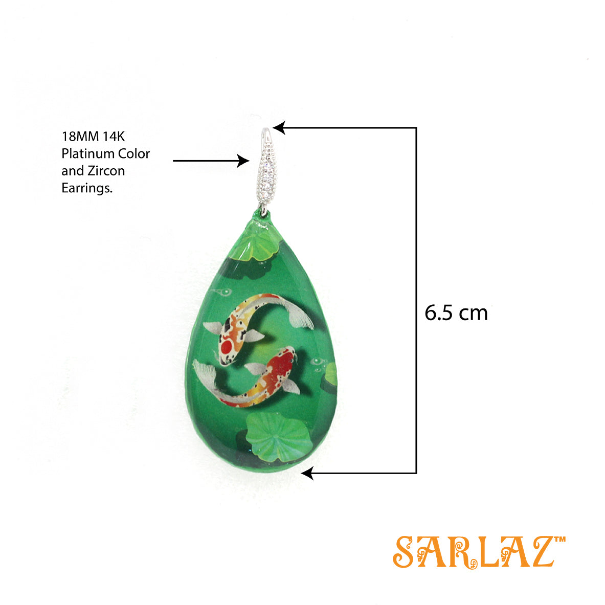 Green Koi Fish Earrings — Animal Theme Statement earrings