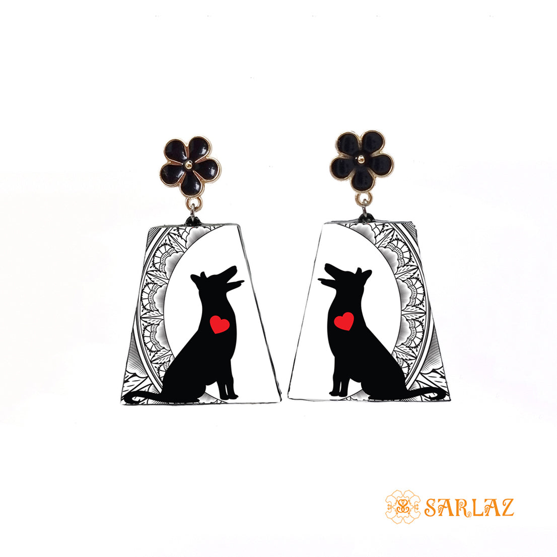 My Heart art earrings — Dog lovers Statement earrings — Dog Art
