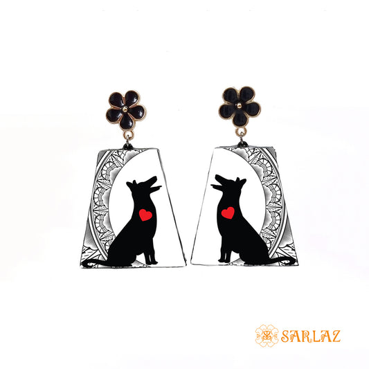 My Heart art earrings — Dog lovers Statement earrings — Dog Art