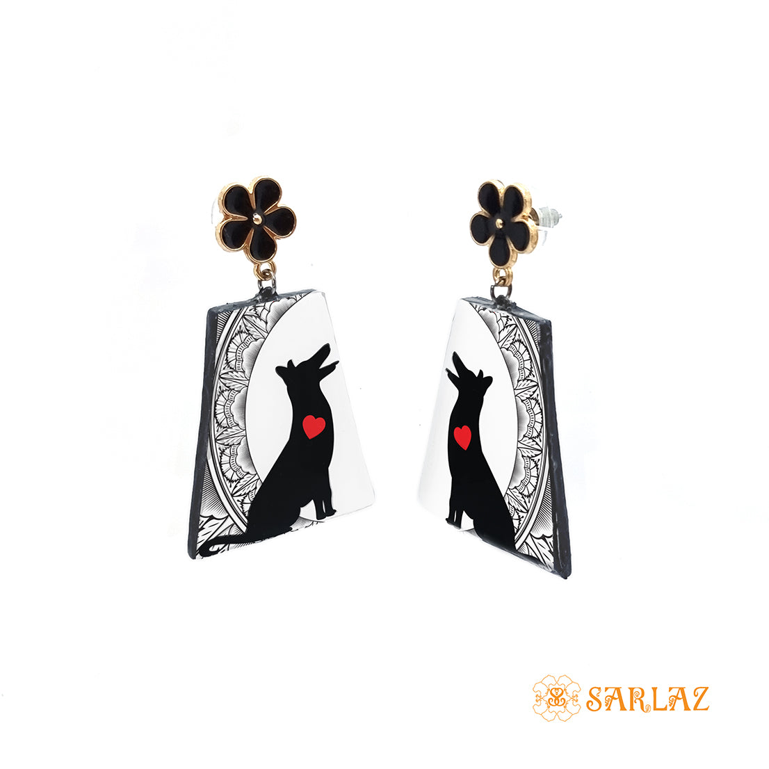 My Heart art earrings — Dog lovers Statement earrings — Dog Art