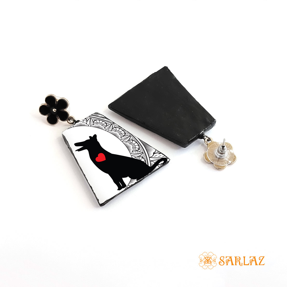 My Heart art earrings — Dog lovers Statement earrings — Dog Art