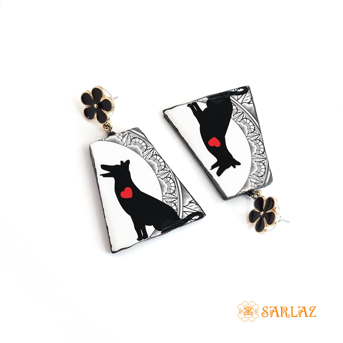 My Heart art earrings — Dog lovers Statement earrings — Dog Art