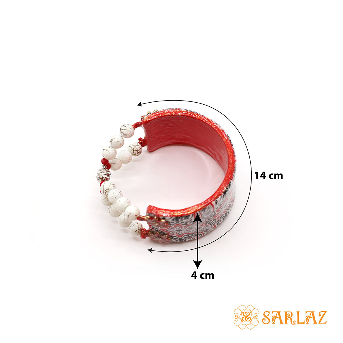 Red Aditi cuff — Pattern theme jewellery