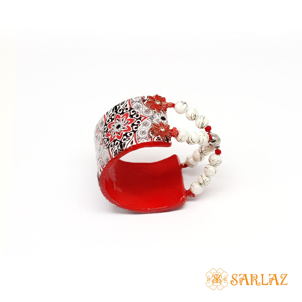 Red Aditi cuff — Pattern theme jewellery