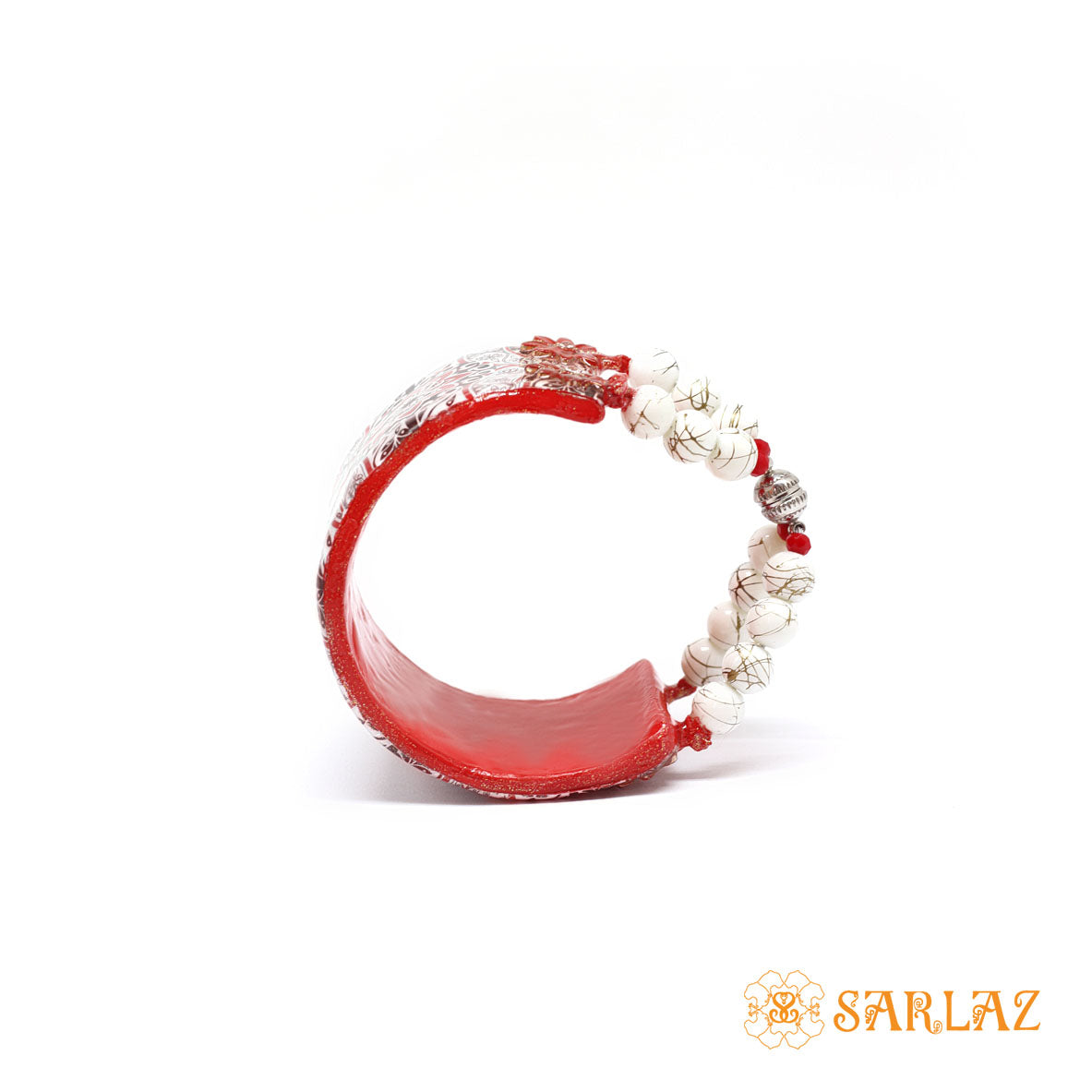 Red Aditi cuff — Pattern theme jewellery