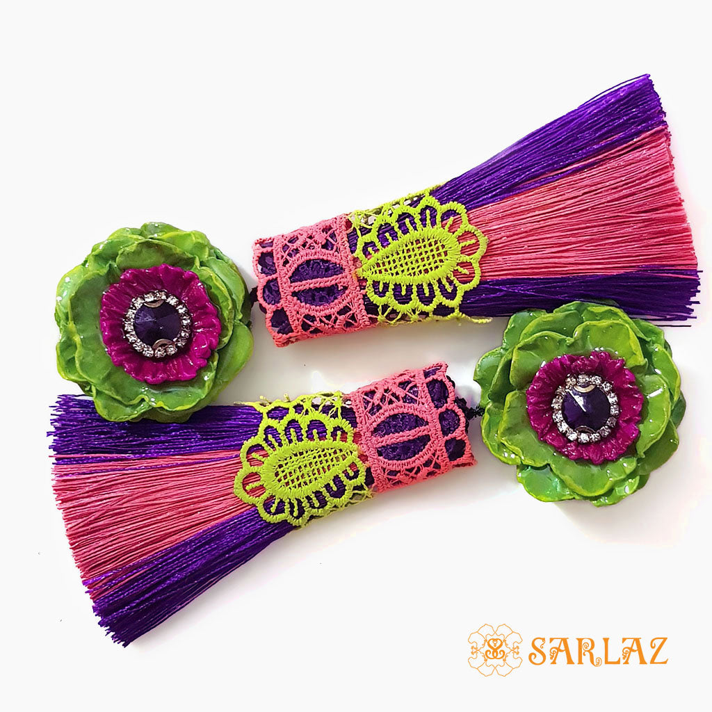 Personable Flower Statement Earrings - Tassel Earrings