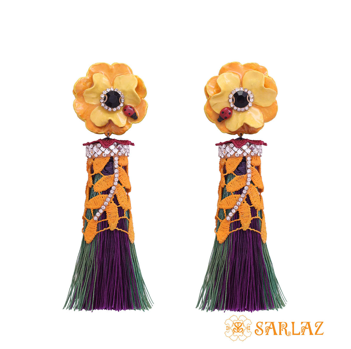 Beauteous Flower Statement Earrings - Tassel Earrings