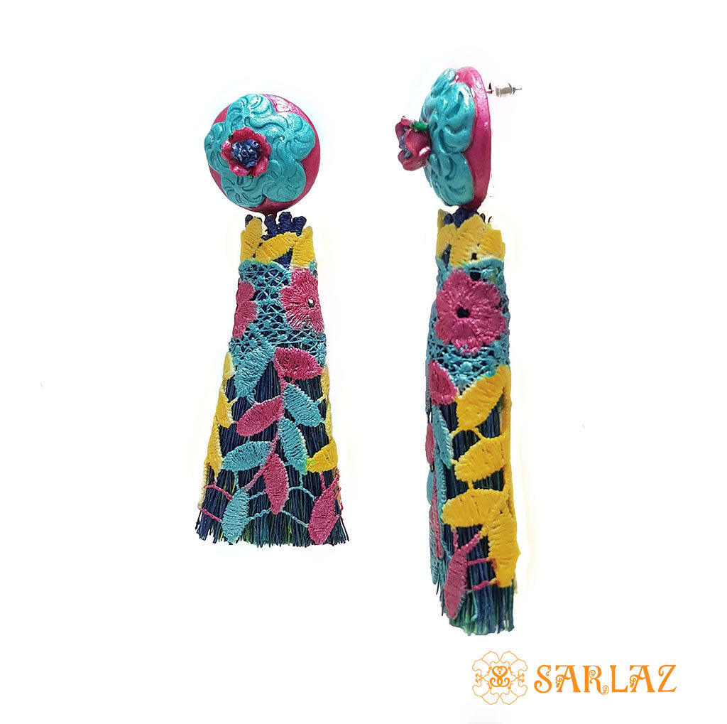 Delightful Flower Statement Earrings - Tassel Earrings