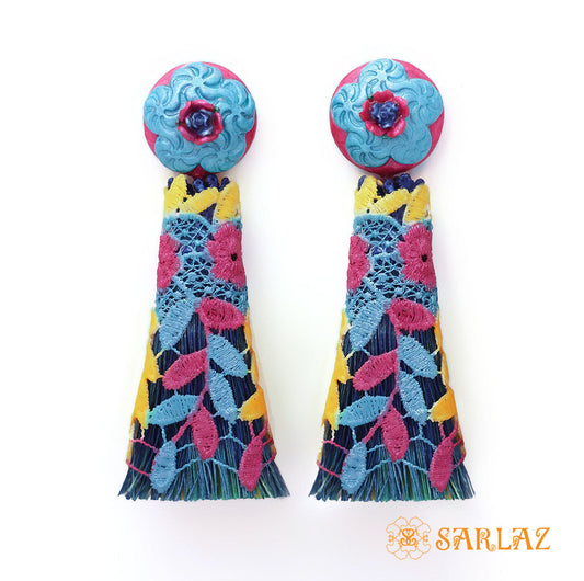 Delightful Flower Statement Earrings - Tassel Earrings