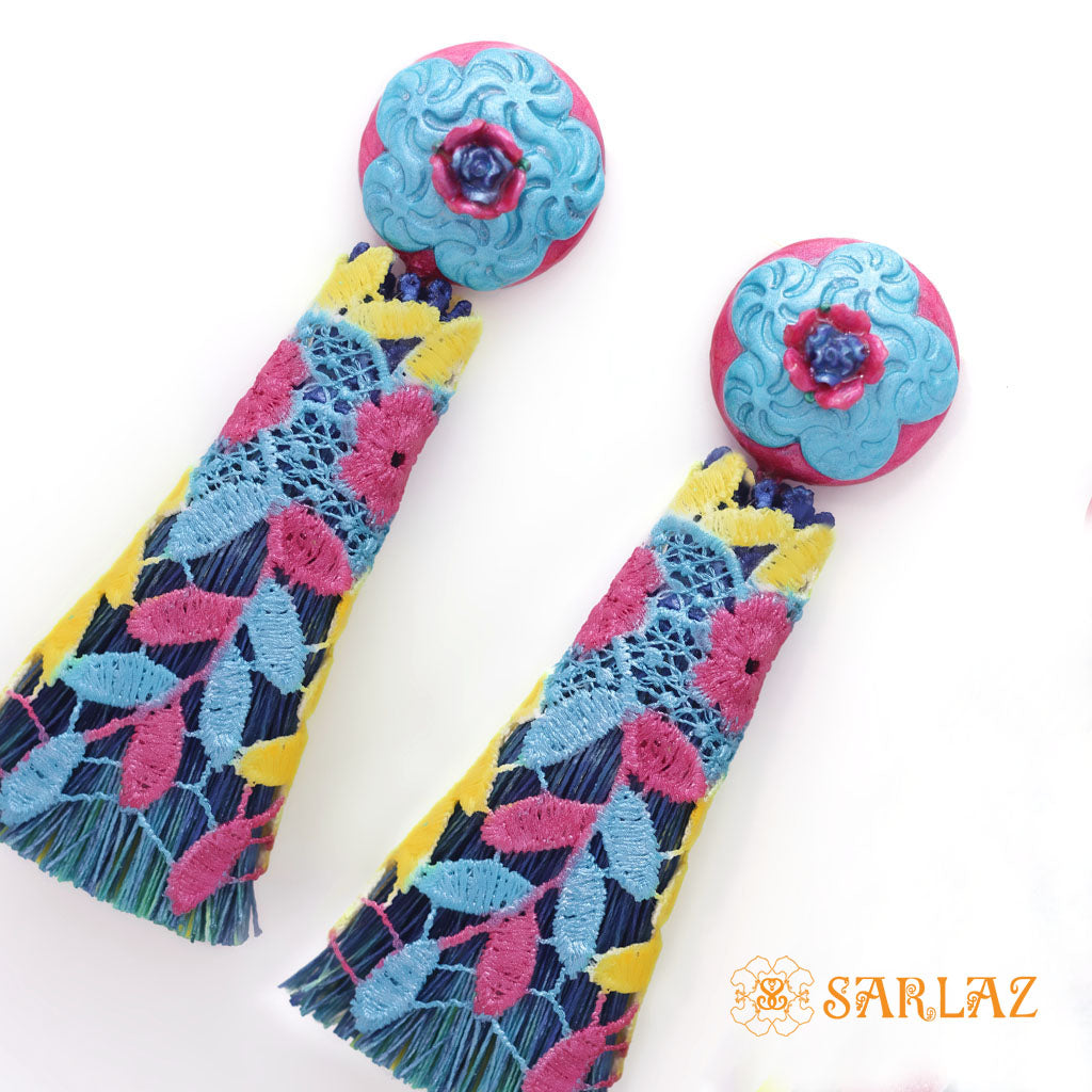 Delightful Flower Statement Earrings - Tassel Earrings