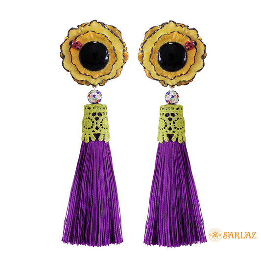 Sunny Flower Statement Earrings - Tassel Earrings