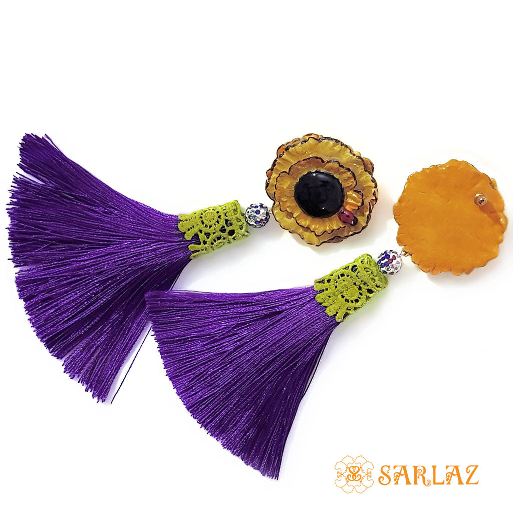 Sunny Flower Statement Earrings - Tassel Earrings