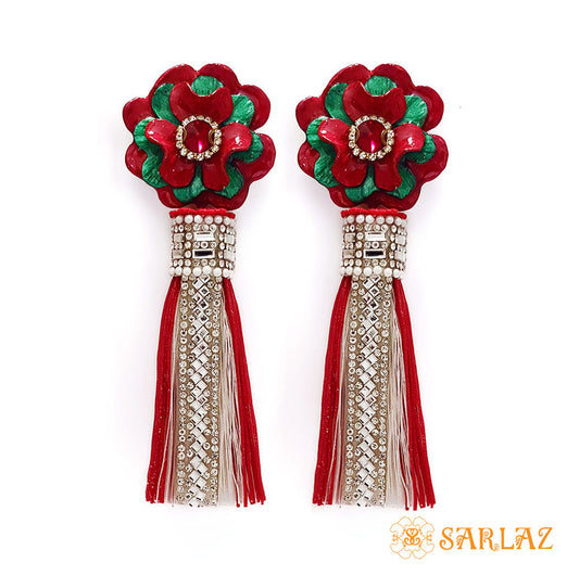 Enchanting Flower Statement Earrings - White Tassel Earrings