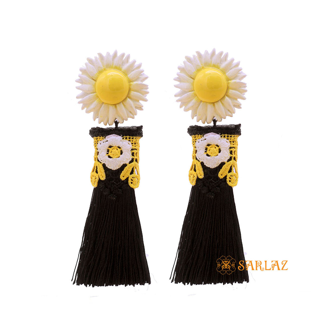 Love Daisy Flower Statement Earrings - Tassel Earrings