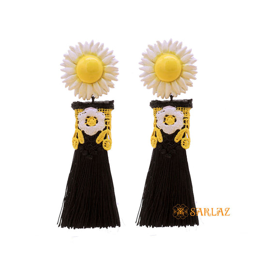 Love Daisy Flower Statement Earrings - Tassel Earrings