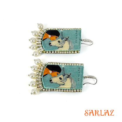 Anjanee – Badge Frame Pearl Setting — Unicorn earrings