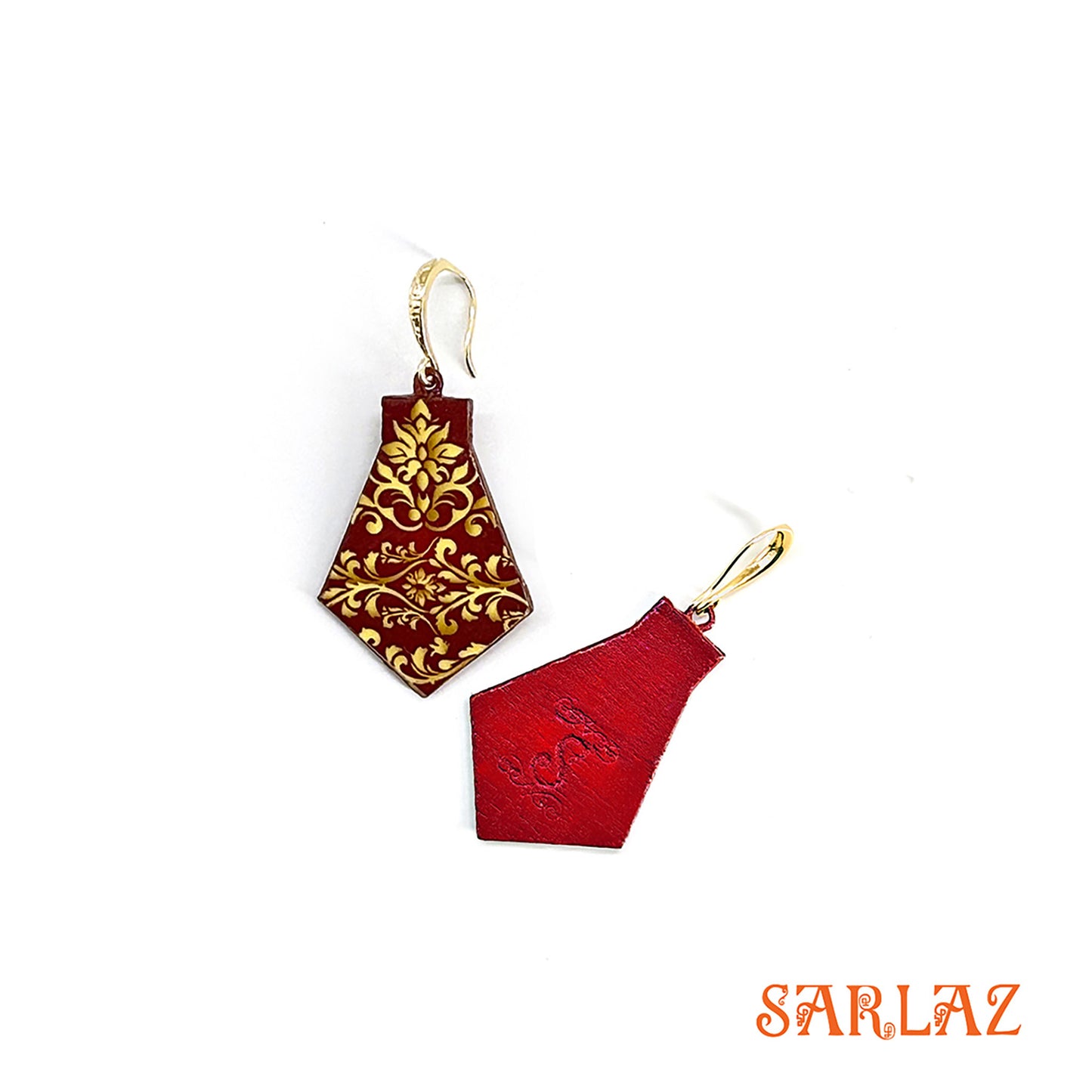 Crimson Crest — Wood Earrings