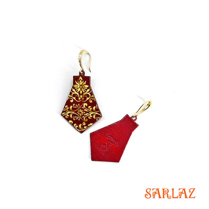 Crimson Crest — Wood Earrings
