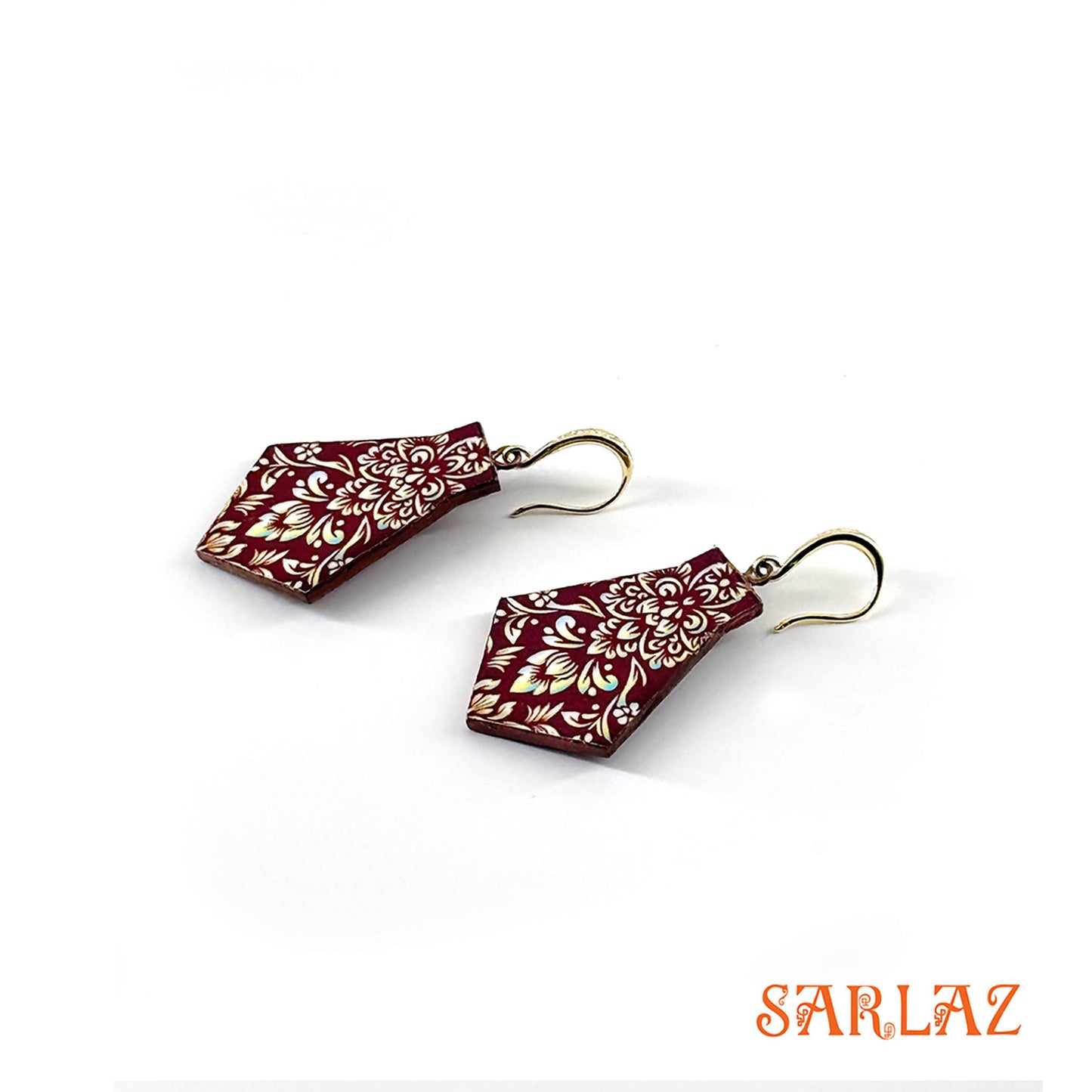 Garnet Bloom — Wood Earrings