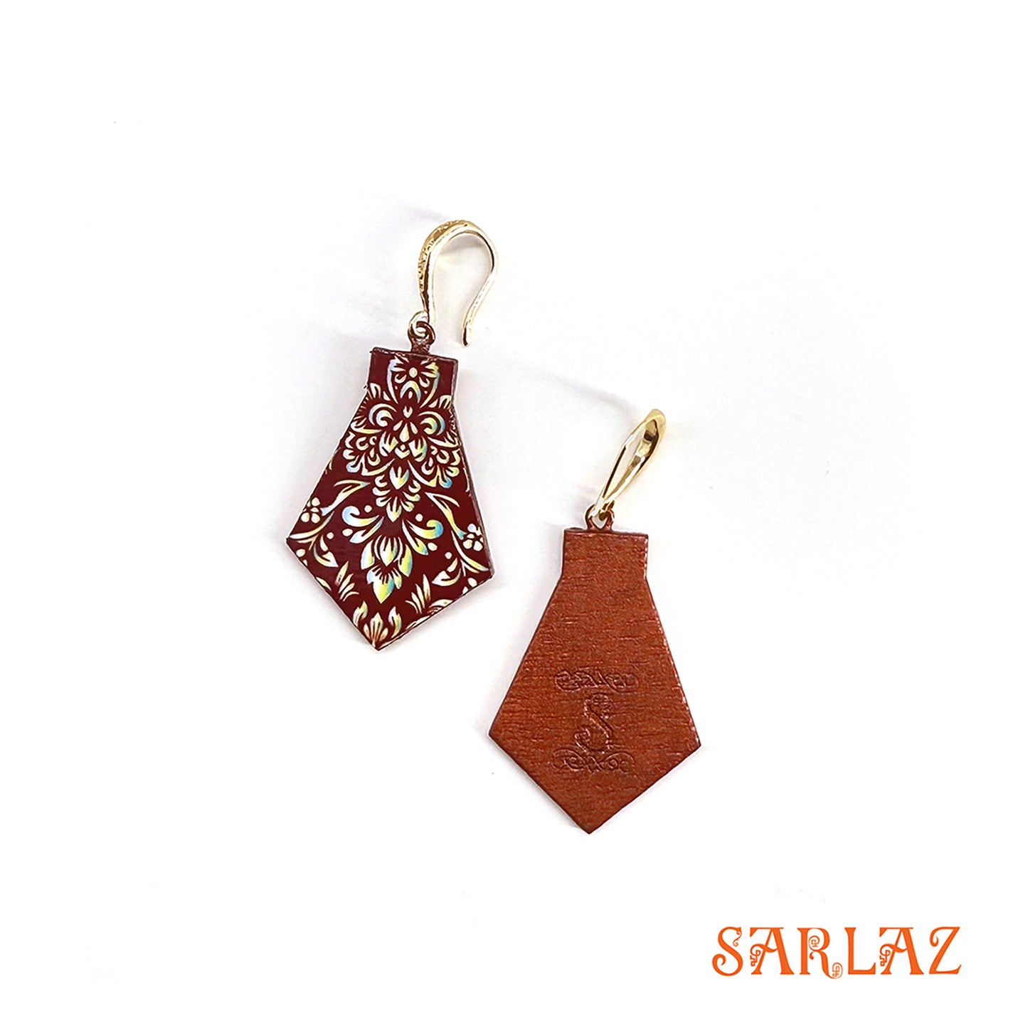 Garnet Bloom — Wood Earrings