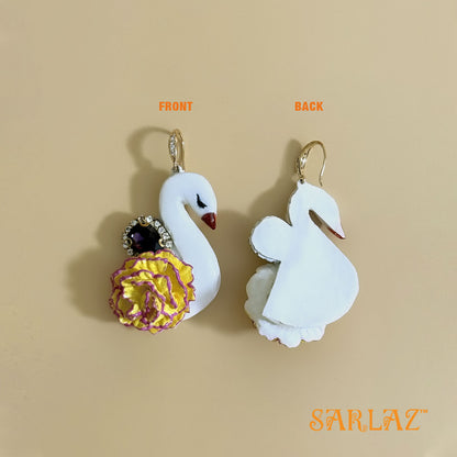 Graceful Swan Earrings — Nature Theme — Bird Statement earrings